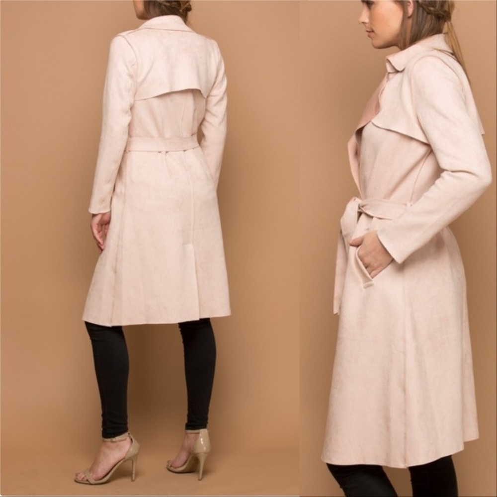 PATRICIA Suede Trench Coat - Pink - Picture 3 of 5